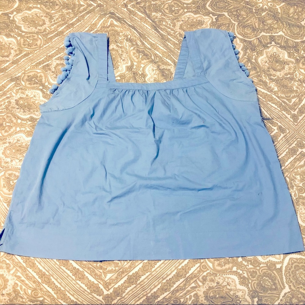 J Crew pom pom blouse top